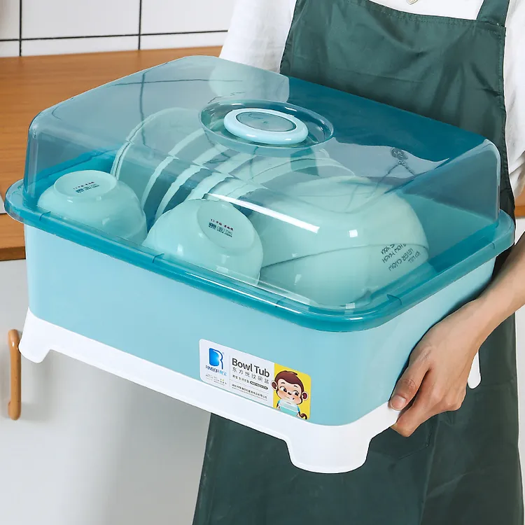 碗柜装碗筷收纳盒厨房带盖碗碟置物架塑料碗箱碗架可沥水水果篮盆