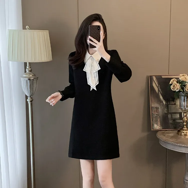 欧货漂亮高端气质连衣裙女秋冬2024新款宽松大码打底内搭裙子