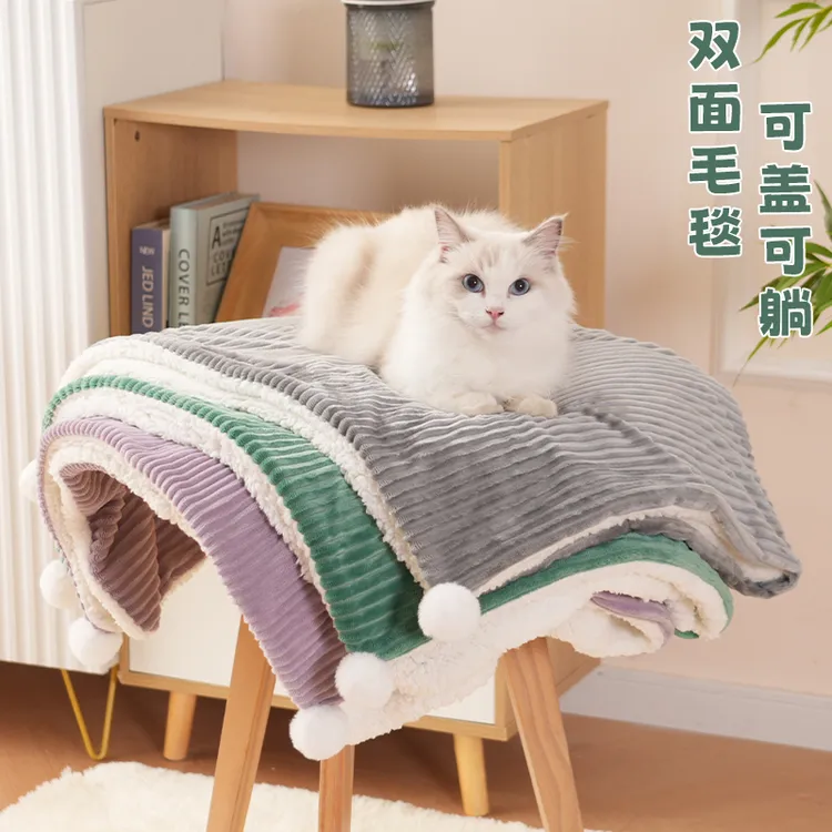 宠物毛毯猫咪毯子加绒养猫专用地垫狗狗垫子睡觉用小被子加厚保暖