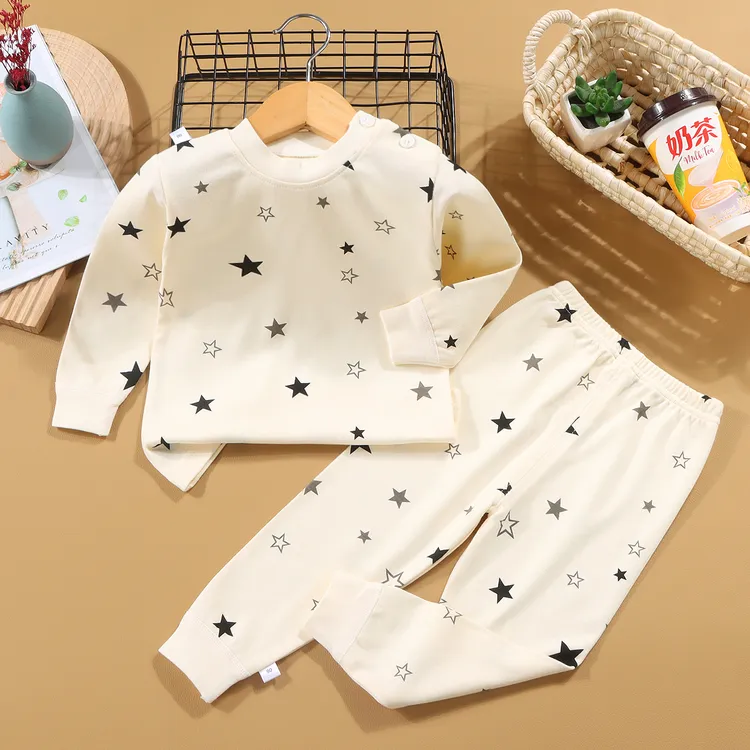 纯棉秋衣秋裤套装圆领长袖打底套装睡衣男童宝宝儿童女童春秋冬季