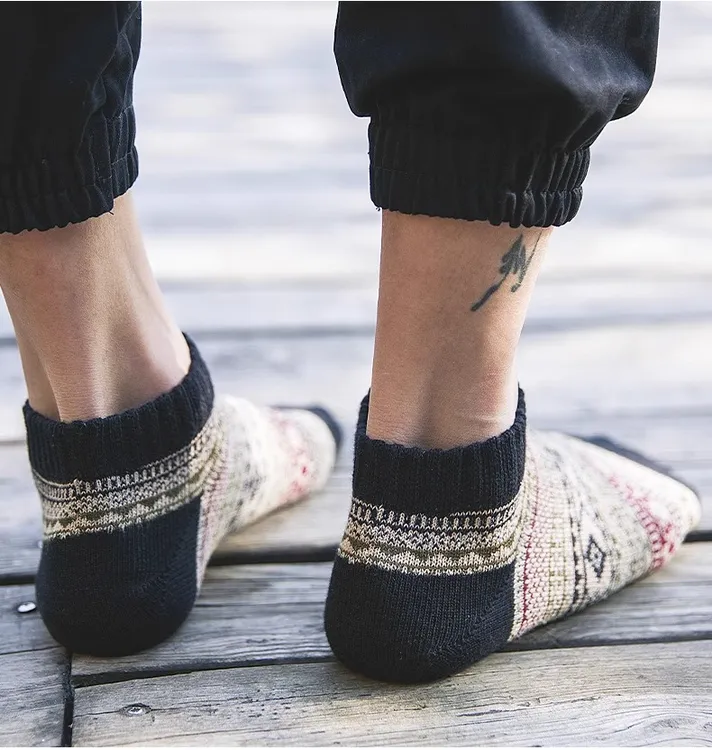 五双袜子男短袜四季潮流粗线纯棉袜防臭低帮吸汗男士原宿风短袜潮