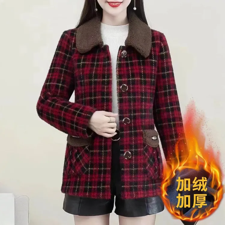 2025新款洋气减龄水貂绒妈妈装小香风短外套女秋冬款加绒加厚棉服