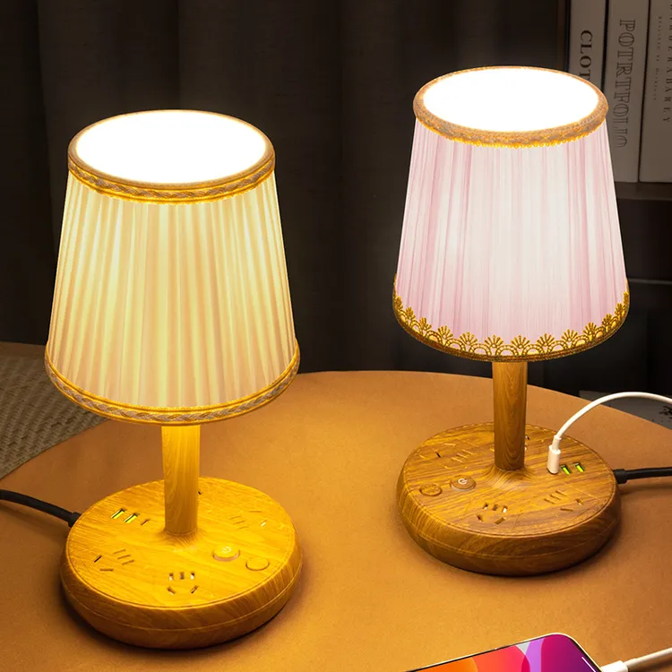 多功能台灯插座带USB家用卧室床头灯宿舍寝室办公桌面护眼照明灯