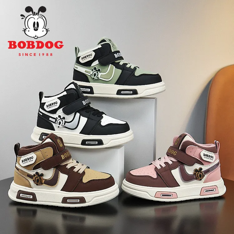 巴布豆新款秋季童鞋男女童运动板鞋防水透气超轻儿童运动鞋加棉