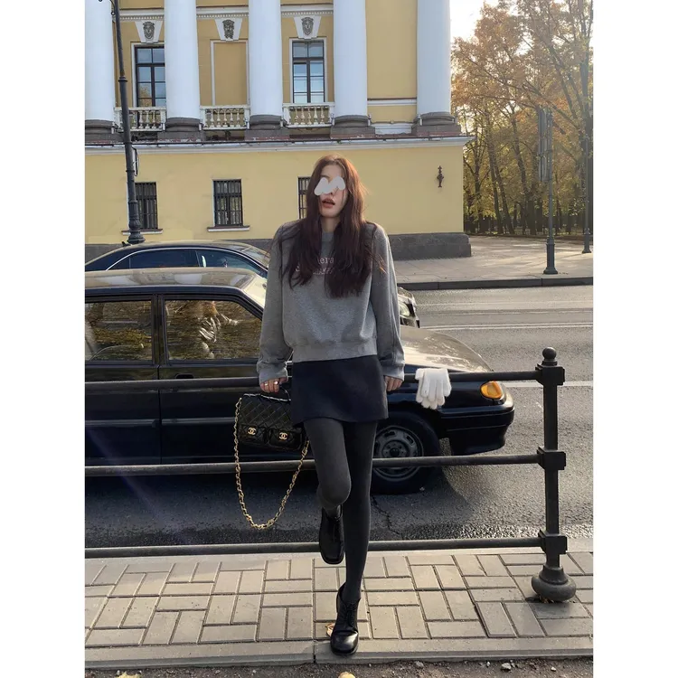 高腰加厚灰色显瘦毛呢半身裙秋冬气质防短裙冬季走光小个子短裙