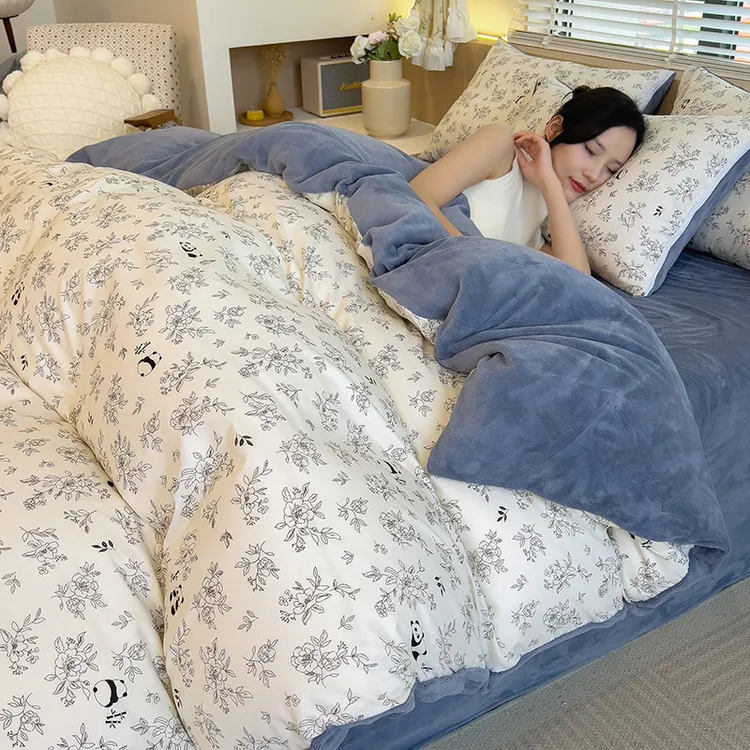 牛奶绒被套单件150x200x220cm秋冬季珊瑚绒加厚双面绒被罩套冬天
