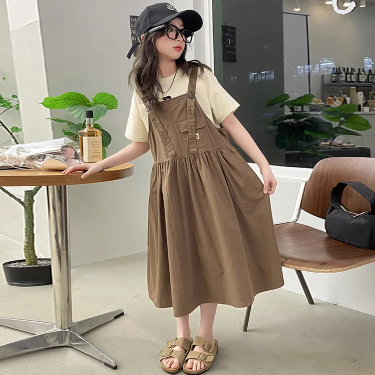 女童连衣裙夏装2024新款儿童洋气薄款公主裙中大童夏天背带裙套装