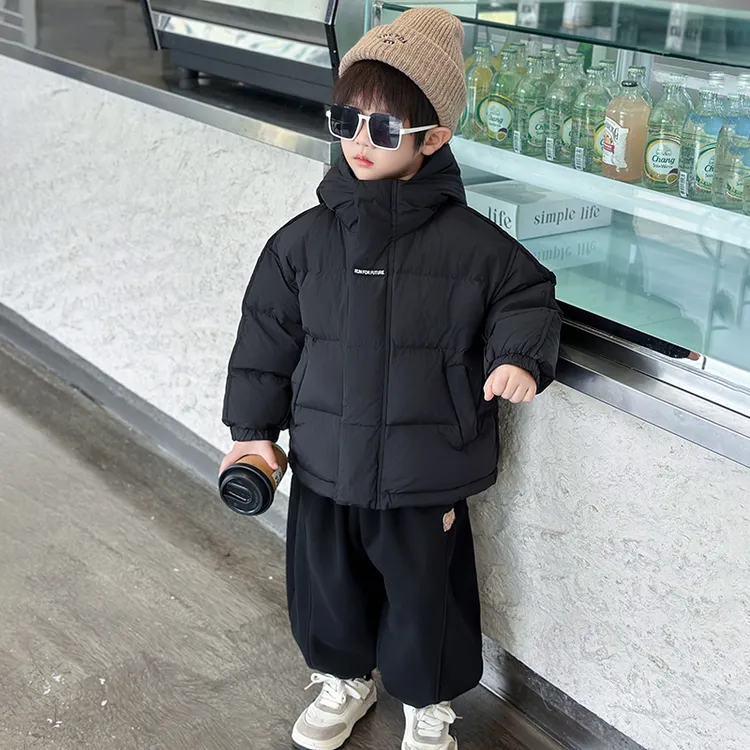 男童棉衣2025新款儿童冬装加厚外套男孩冬季棉袄小童宝宝棉服纯色