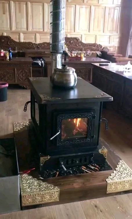 藏式加厚烧木材炉子加热烤火家用室内无烟取暖柴火炉双层冬季农村