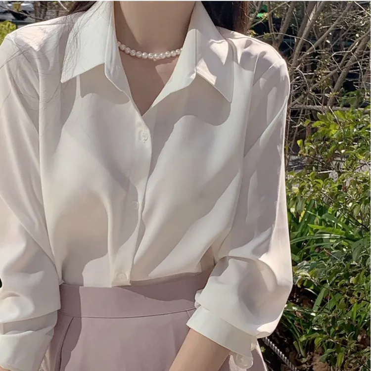 独特漂亮的衬衫女款爆款2024新款正品女人味白衬衫设计感外穿衬衣