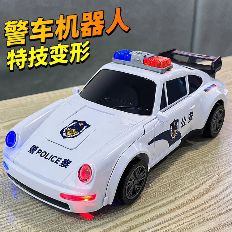 儿童电动变形汽车机器人警车赛车金刚3一6岁5益智7男孩玩具启蒙
