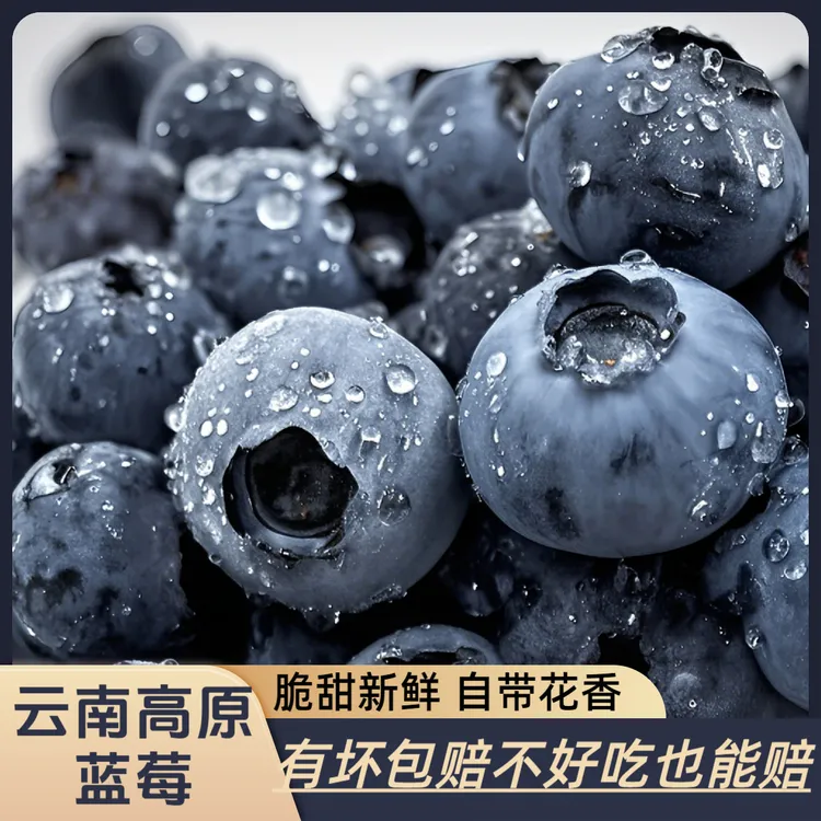【送1盒】云南正宗花香蓝莓125克/盒脆甜花青素新鲜现摘空运包赔A