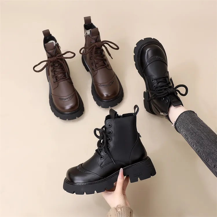 厚底马丁靴女2025秋冬新款网红洋气增高加绒加厚东北保暖防水棉靴