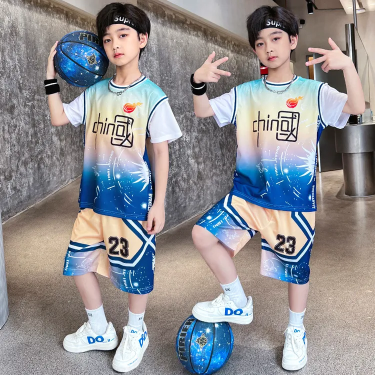 儿童篮球服套装洋气投篮韩版短袖训练服童装表演速干衣投篮服比赛