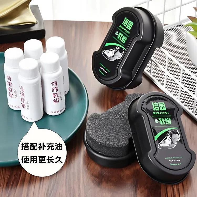 通用鞋蜡擦鞋神器培园鞋蜡鞋油双面海绵皮鞋擦保养无色透明增亮