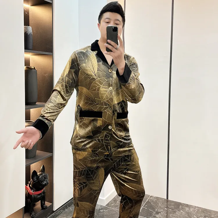 2025新款睡衣男秋季金丝绒长袖轻奢高级感青年套装男士家居服