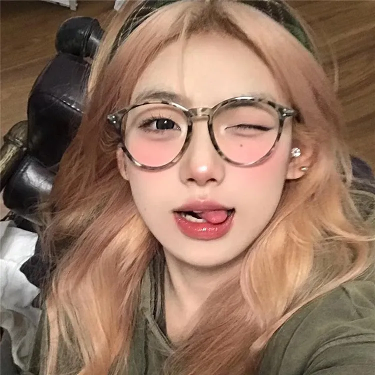 豹纹眼镜框女近视韩版潮可配度数复古圆框素颜显脸小眼镜架ins风