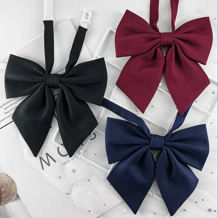 jk巨羽根领结制服领带女大学生毕业照学士服拍照酒红色领花蝴蝶结