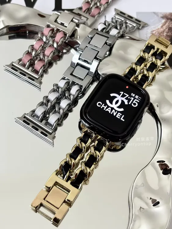 时瑞 适用苹果手表表带ApplewatchS9/SE小香风真皮表带iwatch87女