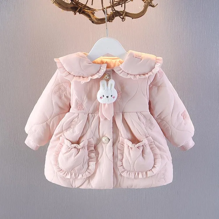 秋冬新款女宝宝保暖上衣女童加绒加厚开衫婴幼儿1岁2岁外套洋气3