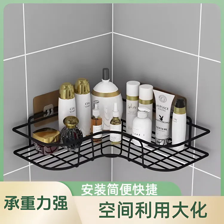 厨房置物架墙壁挂式免打孔调味品调料架卫生间收纳架转角三角架子