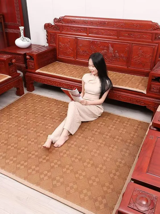 新中式沙发垫夏季藤席垫子加厚防滑凉席坐垫加厚夏季凉席凉席垫