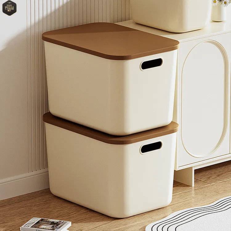 衣物收纳箱桌面整理盒衣柜家用带盖塑料储物箱25L