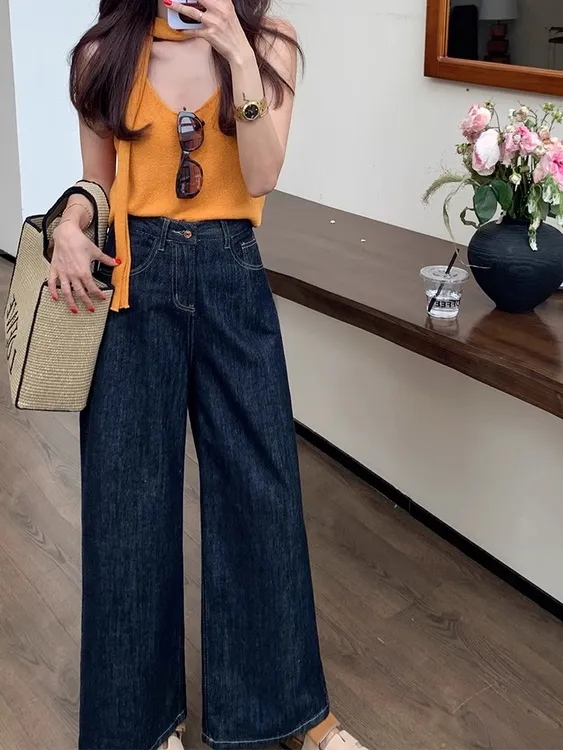 BRAZA JONNH【时髦奶奶裤】高腰牛仔裤女大直筒宽松显瘦原牛复古