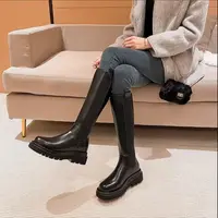 M8896-3新款长靴女秋冬时尚不过膝靴小个子厚底高筒骑士靴