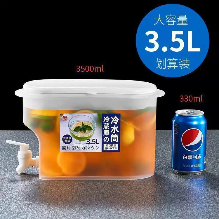 【新疆包邮】3.5L家用带龙头冷水壶大容量夏天透明冰箱塑料凉水壶商品图