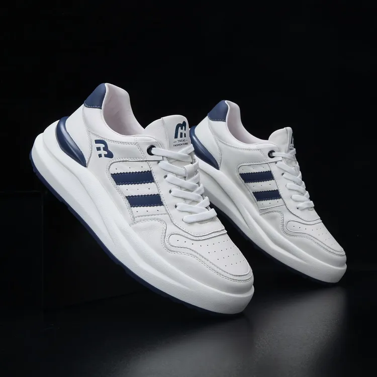 【里外牛皮有单有棉】头层牛皮时尚轻便四季男潮鞋低帮厚底减震跑鞋