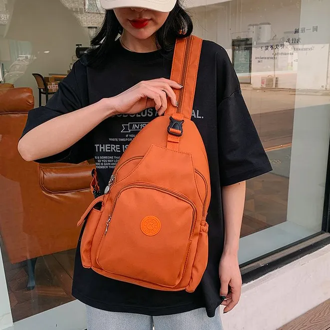 休闲男女生2024时尚简约大容量单肩包斜挎包多功能百搭胸包双肩包