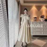【现货】LUOLUOZ【一如初见】设计感拼接假两件赫本风秋季连衣裙H7945