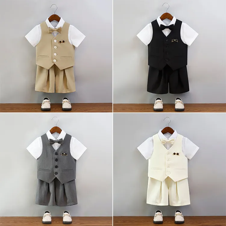 6-12岁薄款西服夏季演出服装儿童西装礼服潮款韩版宝宝马甲套装