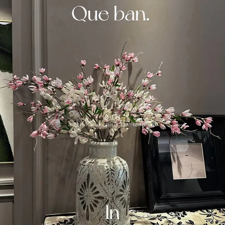 掬涵高档仿真玉兰花客厅餐桌装饰假花摆件摆设插花婚庆花卉【荐】