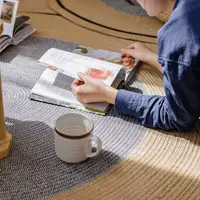 【七呀】手工黄麻编织地毯美式手工复古编制毯创意客厅地垫圆形毯子