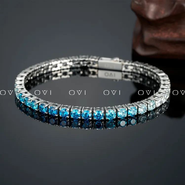 钛钢手链 OVI 原创【潮汐】高碳钻渐变切工爆闪百搭手链 【不掉色版】