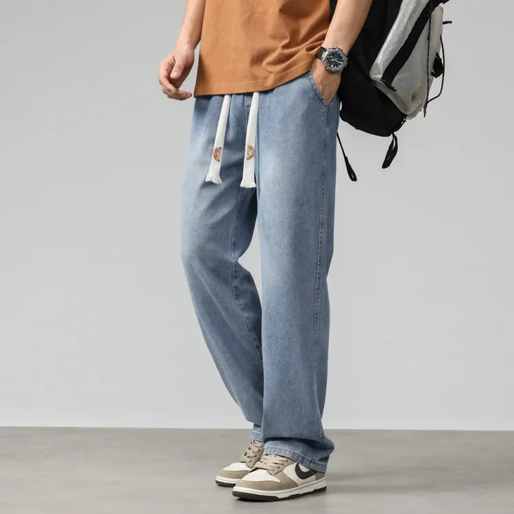 男牛仔裤子潮流牛仔裤大码男款男士休闲裤百搭直筒裤宽松水洗宽松