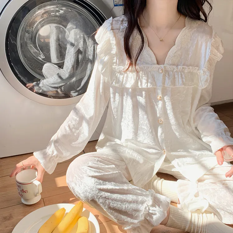 【带胸垫】睡衣女套装春秋款2025年新款长袖秋冬季大码家居服套装