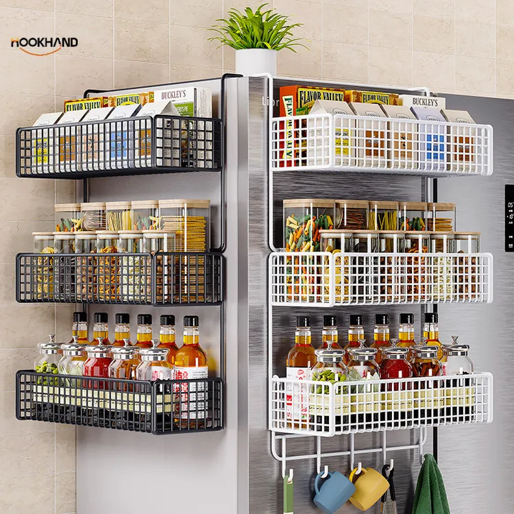 厨房多层多功能家用用品大全侧壁保鲜膜收纳架冰箱置物架侧面挂架