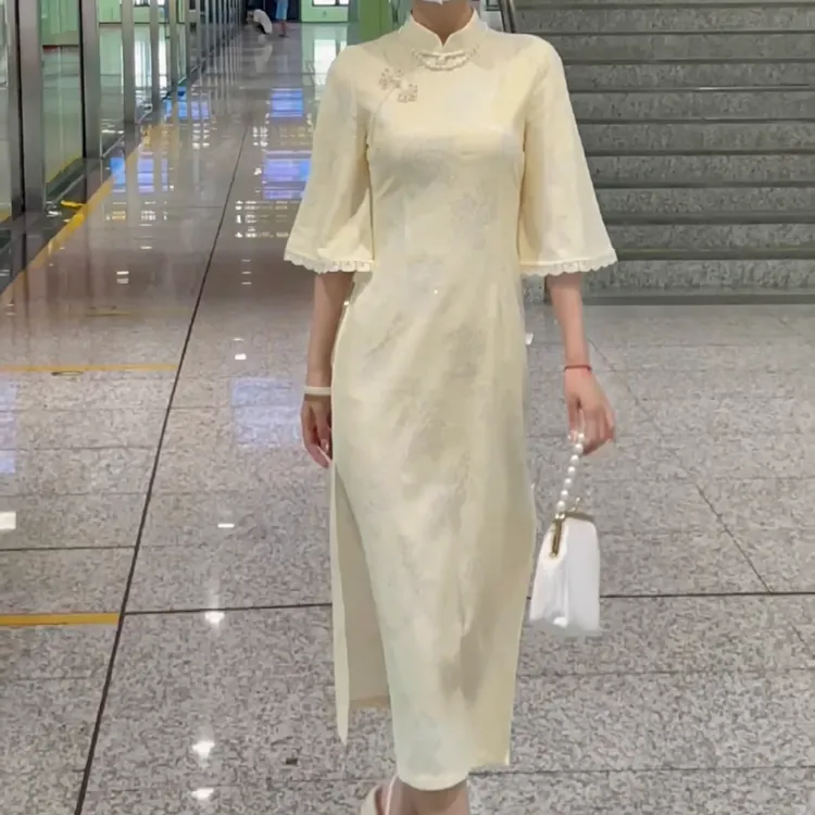 俏娘鱼旗袍新中式复古新款2025年春夏气质温柔日常可穿改良倒大袖