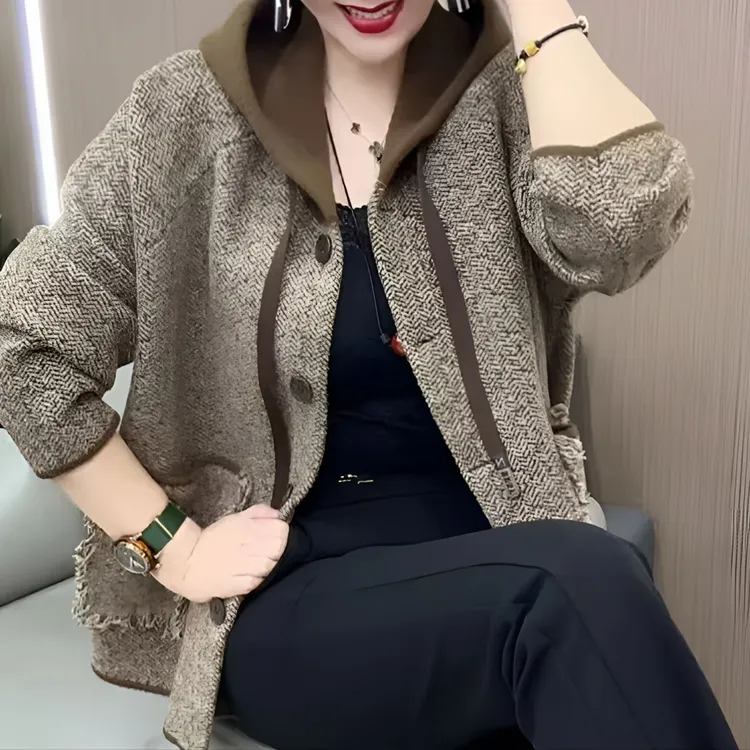 加厚款冬季连帽开衫保暖衣百搭减龄2024新款宽松休闲大码妈妈外套
