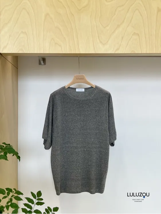 LLUZOU颗粒感针织短袖T