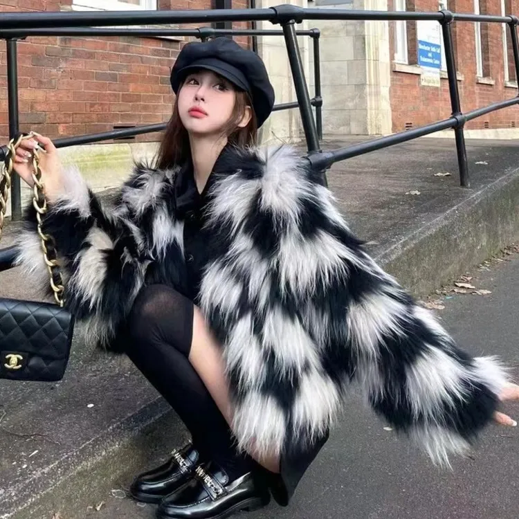 2025年秋冬新款高级感环保毛毛外套女短款气质名媛小香风毛毛大衣