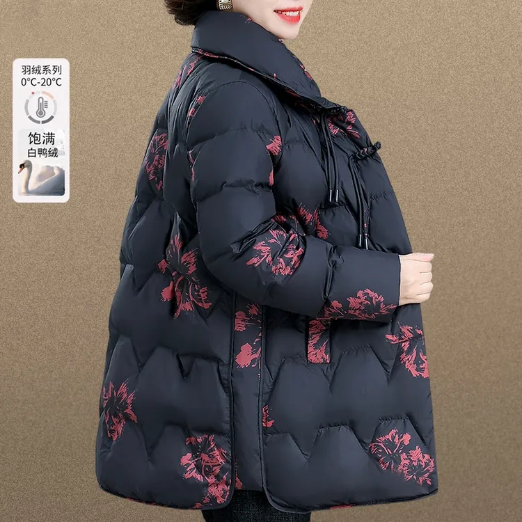 羽绒服中年妈妈冬装棉袄外套2024新款中老年女秋冬奶奶棉衣中长款