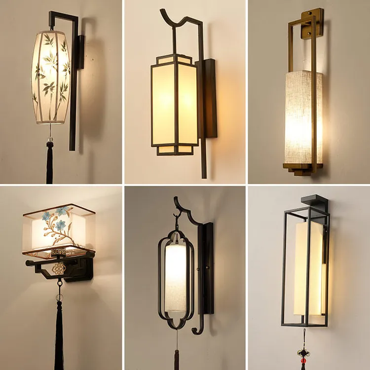 新中式客厅壁灯简约现代电视背景墙灯卧室床头灯过道楼梯装饰灯具