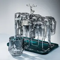 北欧ins风创意玻璃杯子家用带把水杯高档水具客厅喝水杯茶杯8件套