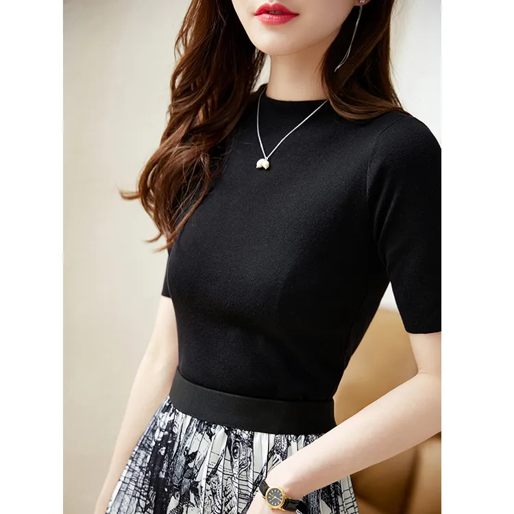 【直播专属】春夏经典气质五分袖针织上衣通勤显瘦打底衫AP2665