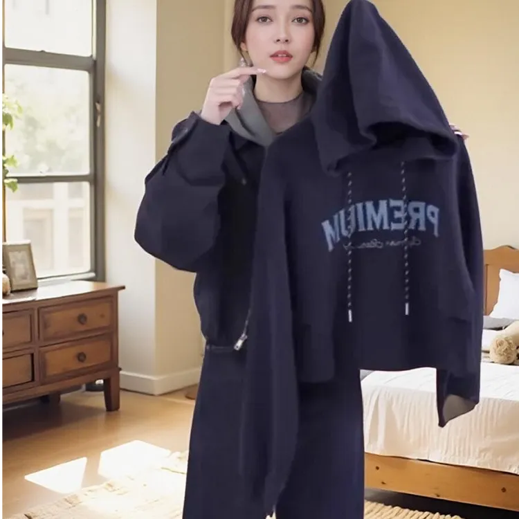 长袖秋冬连帽卫衣春秋2025新款美式宽松休闲外套小个子短款上衣