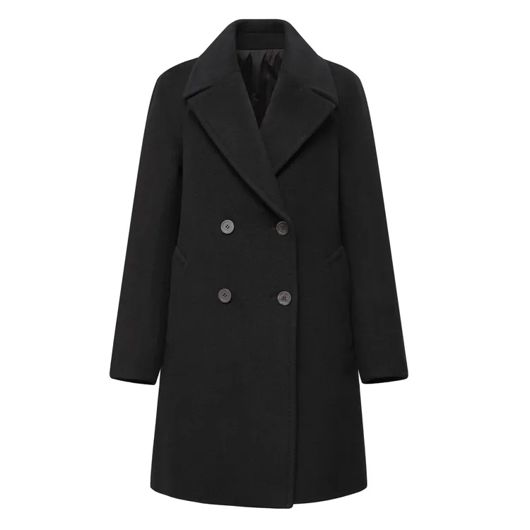 YOSILNNA/悦诗娜中长款轻奢显瘦秋冬黑色气质加内胆保暖高级大衣